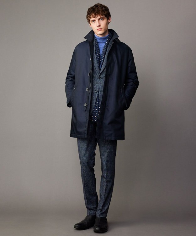 JOSEPH ABBOUD 【2WAY/撥水/ダウンライナー】インターレースカルゼ コート ネイビー系