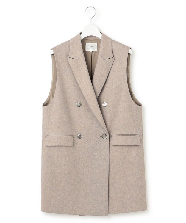 23区 【セットアップ対応】リネン ミックスツイード ジレ ベージュ系