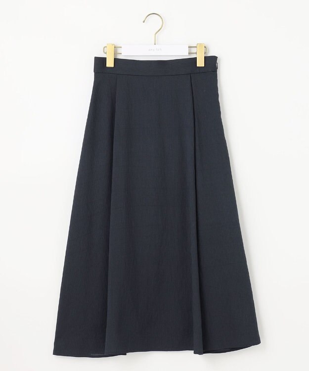 ANY SIS 【洗える】エアリーストライプ スカート ネイビー