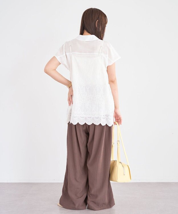 Green Parks ＳＥＴ２点刺しゅうキャミ＋シャツ Off White
