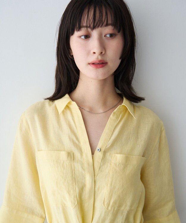 YECCA VECCA フレンチリネンドロストワンピース Yellow