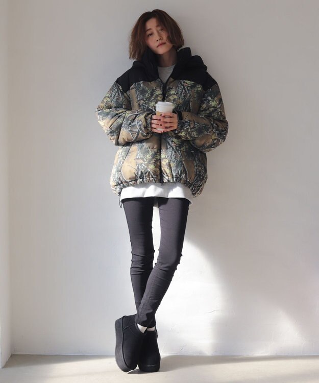 WEGO 【25年秋冬新作/ユニセックス着用ITEM/SMLサイズ展開】2WAYパファーブルゾン 柄1