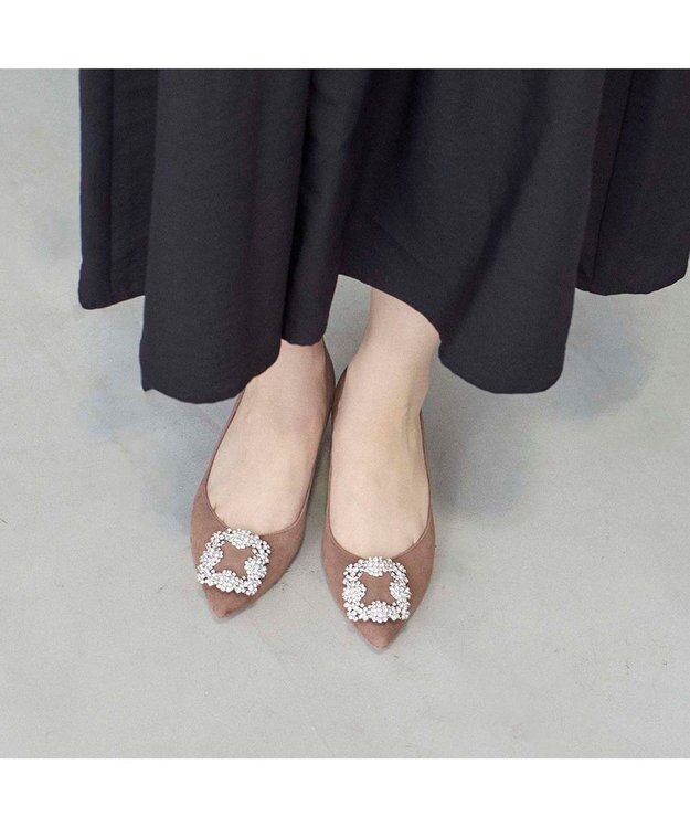 MODE ET JACOMO <MODE ET JACOMO>ビジューバックルパンプス ピンクスエード