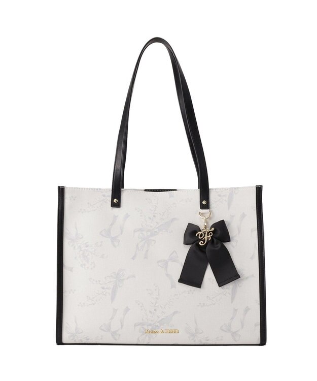 Maison de FLEUR すずらんプリントスクエアトートバッグ Black