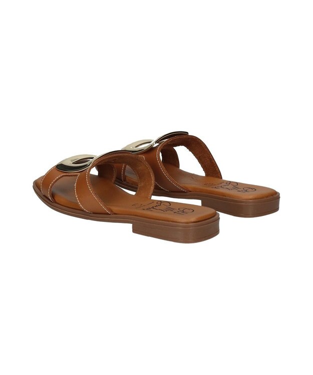 INTER-CHAUSSURES 【Oh my Sandals】メタルバックルフラットサンダル ブラウン