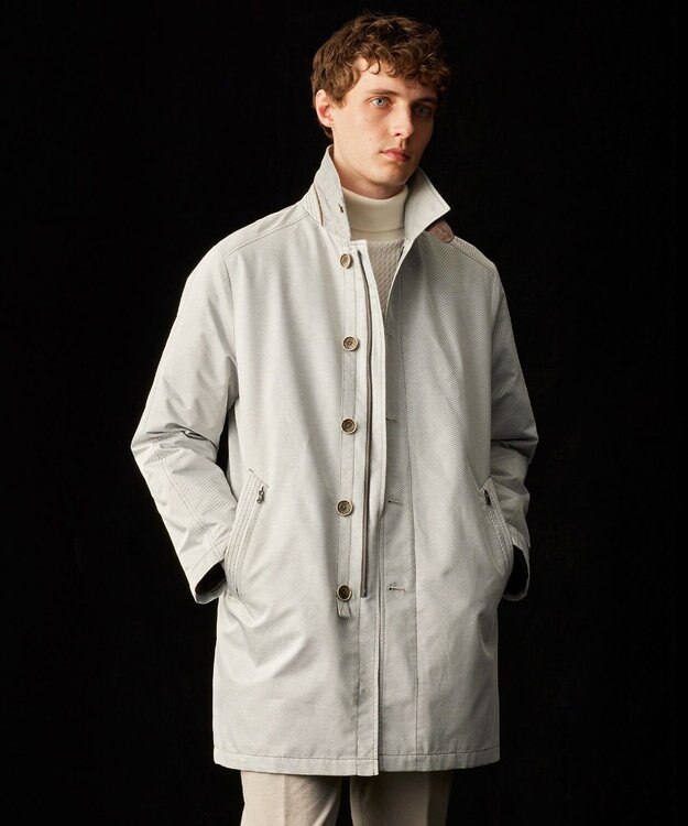 JOSEPH ABBOUD 【2WAY/撥水/ダウンライナー】インターレースカルゼ コート ライトグレー系