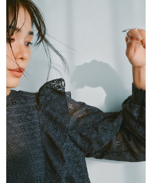 ANY SIS S 【洗える】ラッフルレース トップス スレート