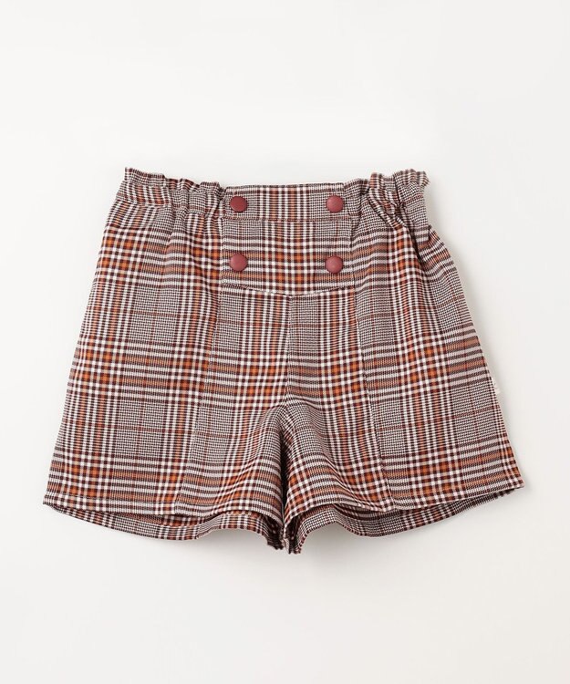 組曲 KIDS 【150-160cm】Chocolat de check キュロット ワイン×オレンジ系4