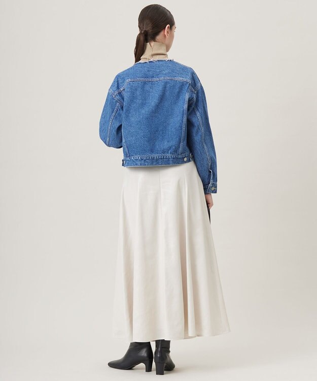 ICB L 【洗える】サテンワックスヴィンテージ フレアスカート トープ系