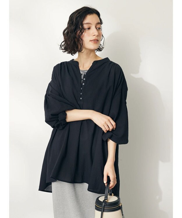 CRAFT STANDARD BOUTIQUE ジョーゼットスキッパーシャツ Black