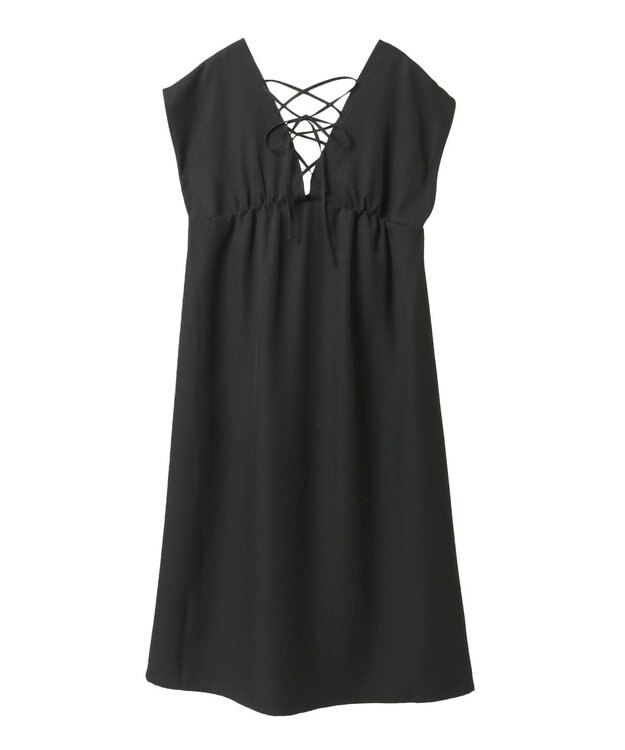 Green Parks フレンチスリーブレースアップジャンスカ Black