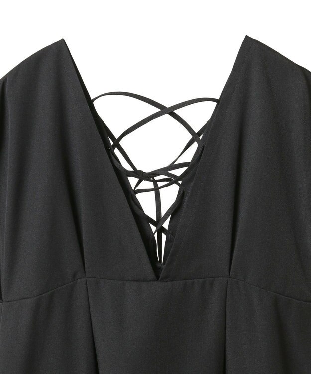 Green Parks フレンチスリーブレースアップジャンスカ Black