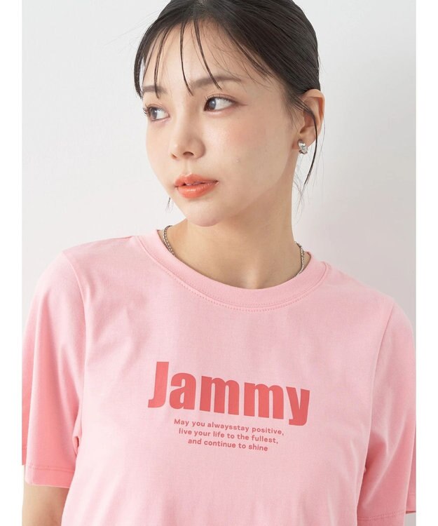 earth music&ecology ロゴソリッドミニマルＴシャツ Pink