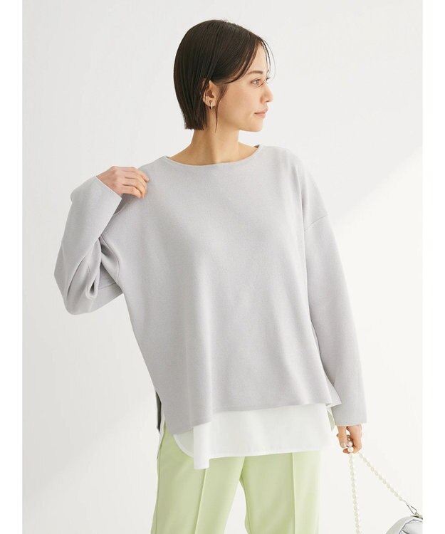 Green Parks 洗える　ボートネックニットプルオーバー Light Gray