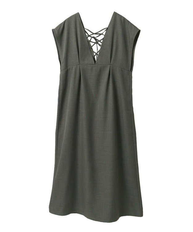 Green Parks フレンチスリーブレースアップジャンスカ Mocha