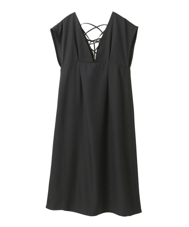 Green Parks フレンチスリーブレースアップジャンスカ Black