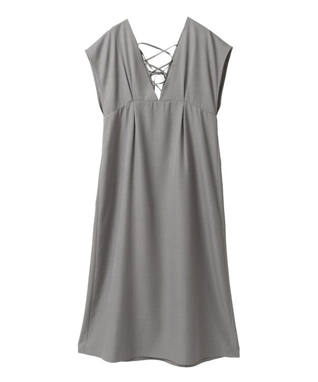 Green Parks フレンチスリーブレースアップジャンスカ Light Gray