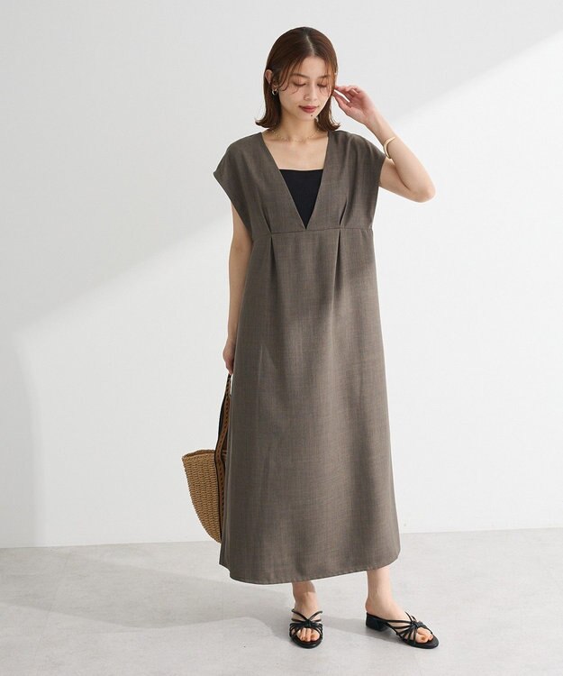 Green Parks フレンチスリーブレースアップジャンスカ Mocha