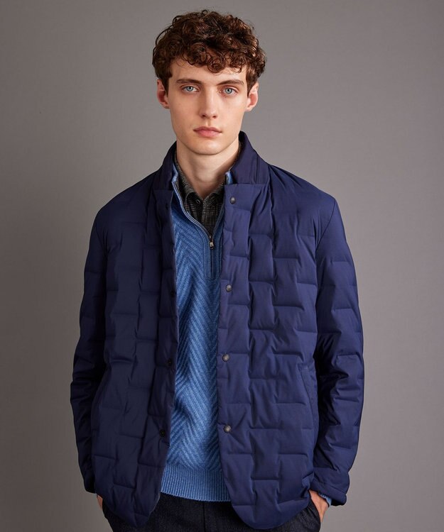 JOSEPH ABBOUD 【3WAY/撥水/INフード/ダウンライナー付】 3WAY高機能ダウンコートインターレースメモリーダウン ネイビー系