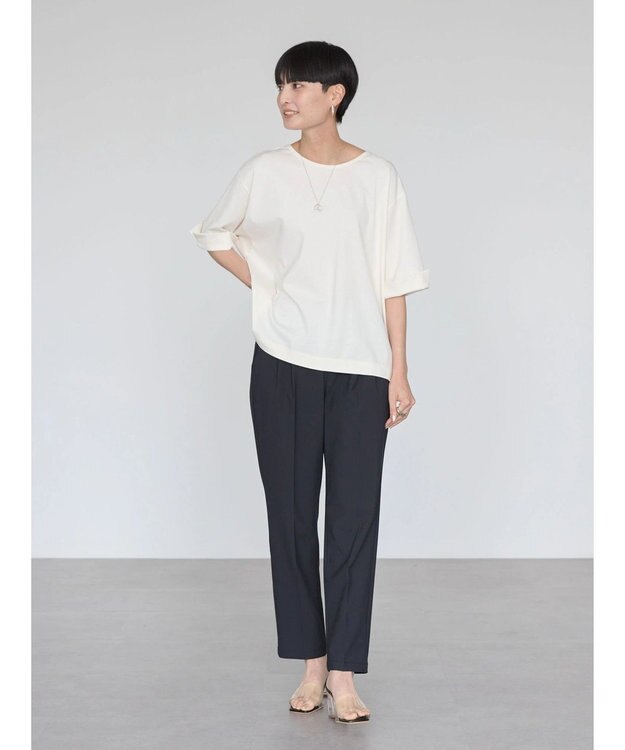 AMERICAN HOLIC 接触冷感バックタック袖折り返しカットプルオーバー Off White