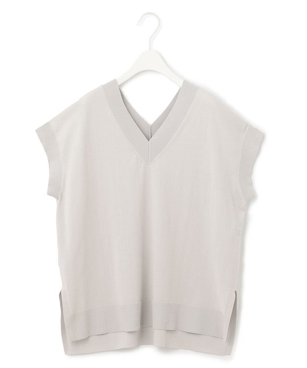 ICB 【洗える】 ガスコットンハイゲージ Vネックニット ライトグレー系