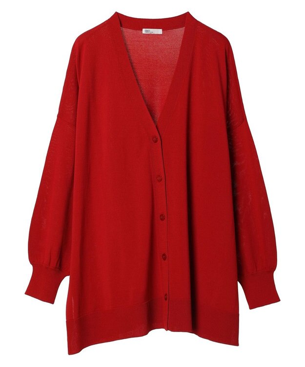 CRAFT STANDARD BOUTIQUE UVカット/接触冷感/マシンウォッシャブル/Vネックビッグニットカーディガン Red