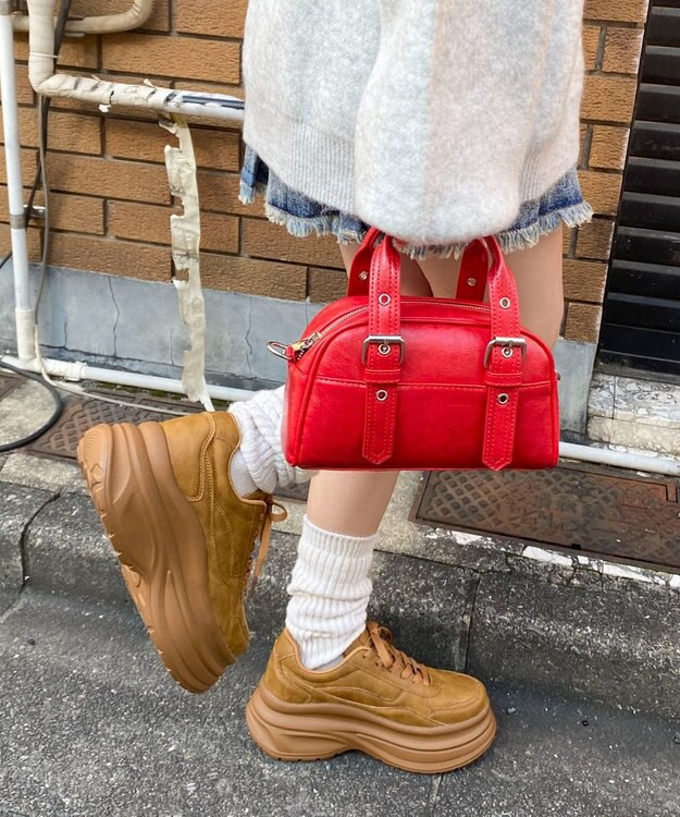 WEGO ハトメハンドルミニボストンショルダー レッド