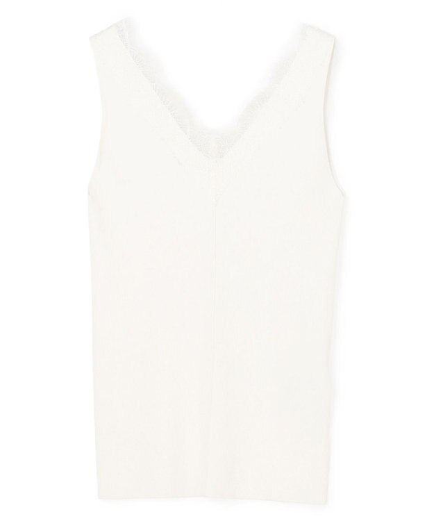 BEIGE， 【VERY NaVY掲載】RUBY / レーストリム リブタンクトップ Ecru