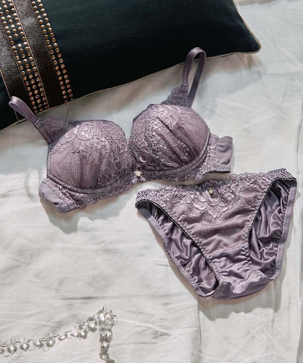 San-ai Resort（三愛水着楽園） 【northerly bra フィットシリーズ 谷間メイク】 カシュクールレースモールド ブラジャー＆ショーツSet B～Fカップ Nグレー