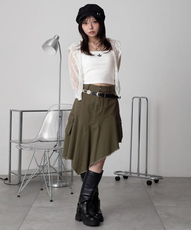 WEGO グラフィックカップインショートキャミ ホワイト
