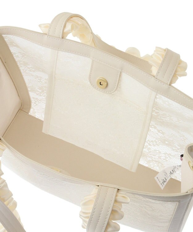 Maison de FLEUR メッシュレーススクエアトートバッグ Ivory