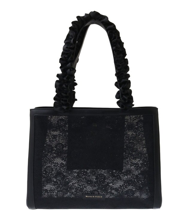 Maison de FLEUR メッシュレーススクエアトートバッグ Black