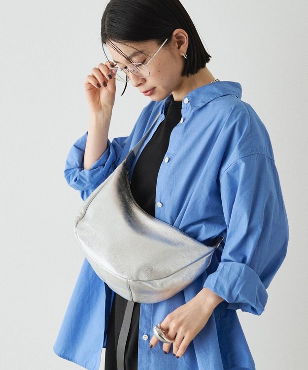 russet ソフトレザーラウンドショルダーバッグ【シルバー】(CE-1470-WEB) Silver