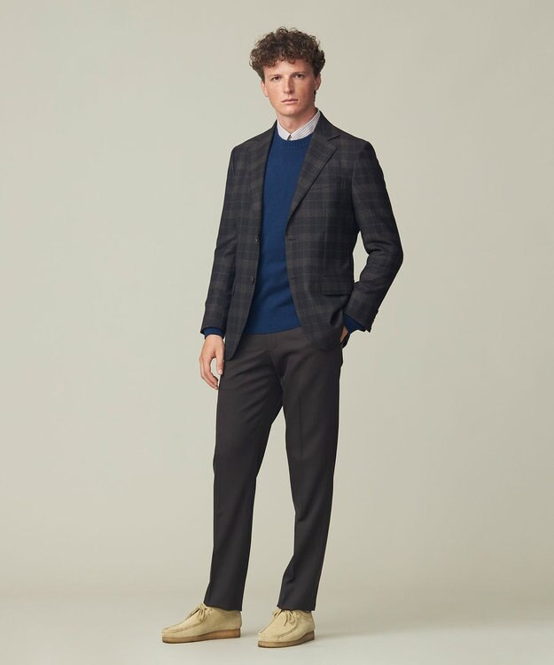 J.PRESS MEN トリートメントウール キャバルリーツイル スラックス ダークブラウン系