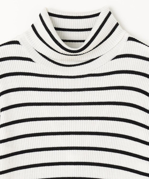 ANY ウールブレンドリブニット オフベース×ブラックラインボーダー