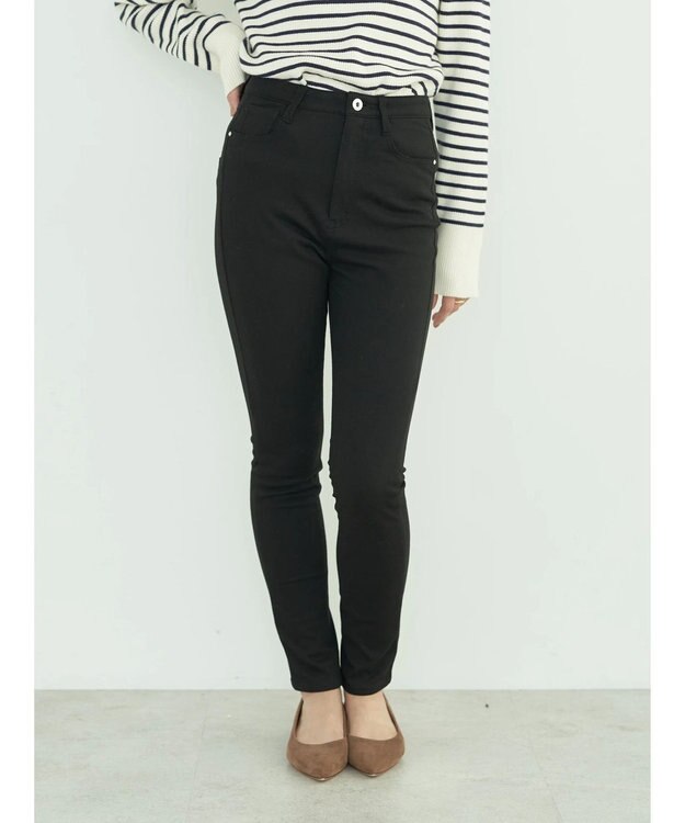 earth music&ecology 裏起毛スキニーパンツ Black