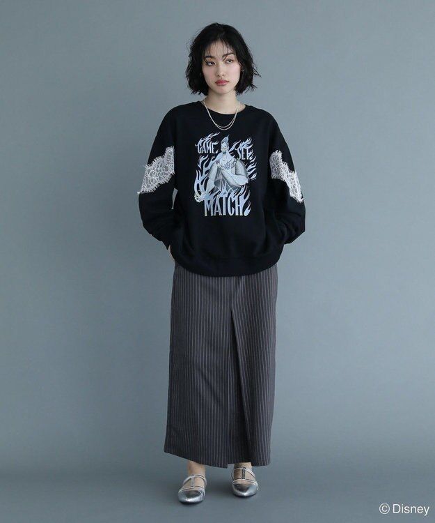 Green Parks VILLAINS/レースドッキングプリントスウェット White