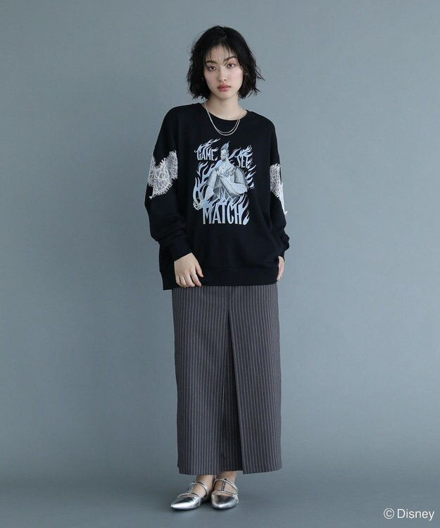 Green Parks VILLAINS/レースドッキングプリントスウェット White