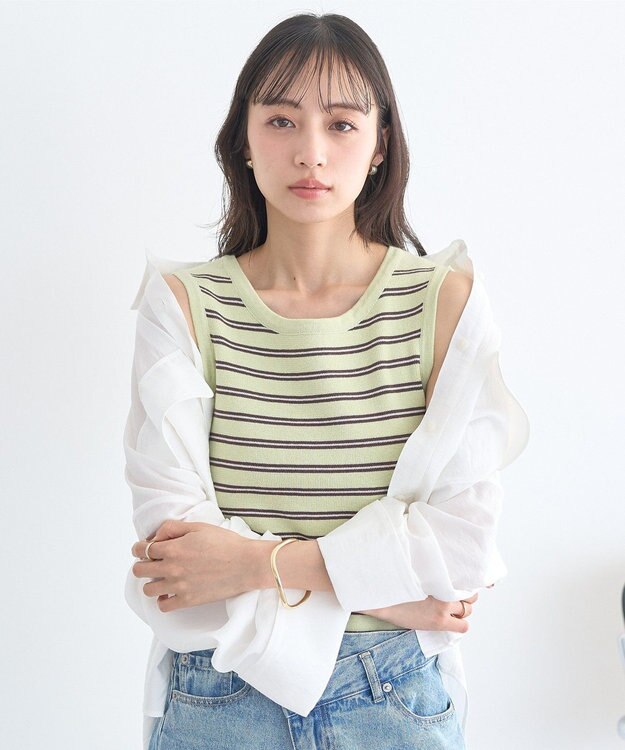 earth music&ecology ニットタンクトップ Pistachio