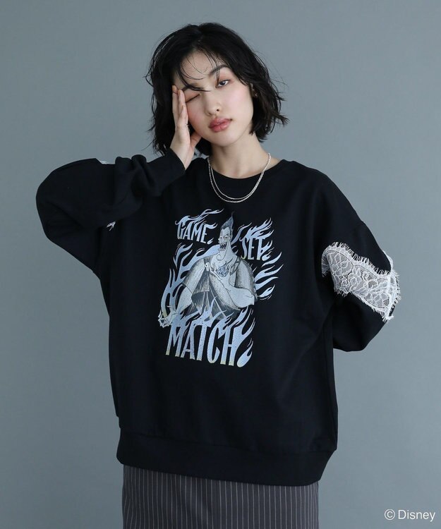 Green Parks VILLAINS/レースドッキングプリントスウェット White