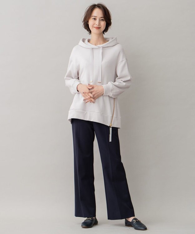 自由区 【裏起毛/撥水加工】TRギャバ ストレートパンツ ネイビー系