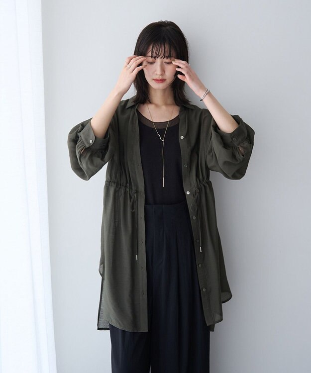 YECCA VECCA シアー2way袖バルーンチュニック Charcoal Gray