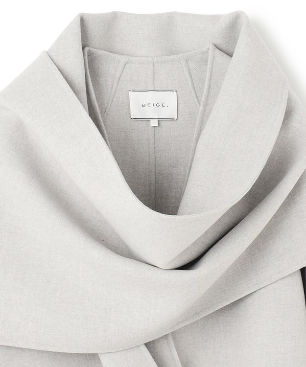 BEIGE， 【Oggi 2月号掲載】GRASSE / ストール付きリバーロングコート L Gray