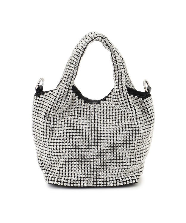 GRACE CONTINENTAL ラインストーンバッグ シルバー