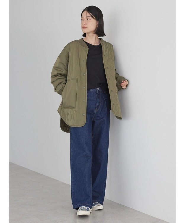 AMERICAN HOLIC キルポカリブ付きキルティングブルゾン Khaki