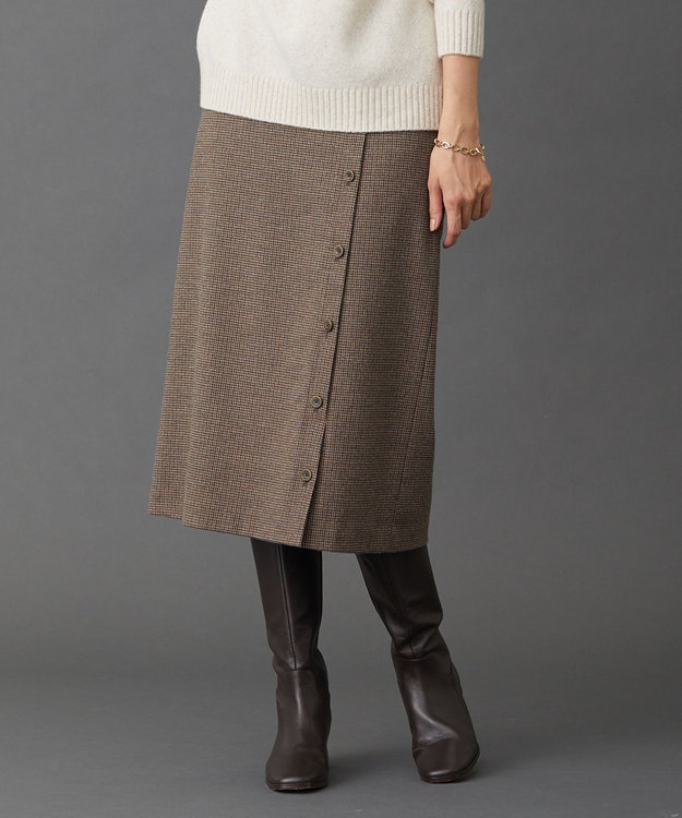 J.PRESS LADIES ドビー チェック スカート ブラウン系3