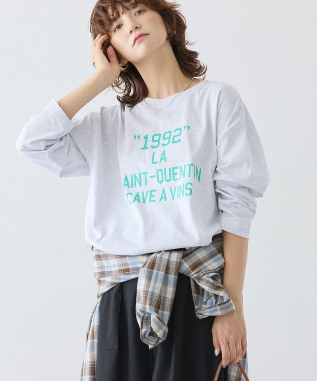 AMERICAN HOLIC カレッジロゴロングTシャツ Gray Mixture