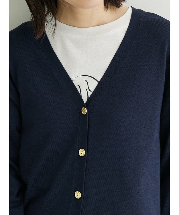 Green Parks ゴールド釦ニットカーディガン Navy