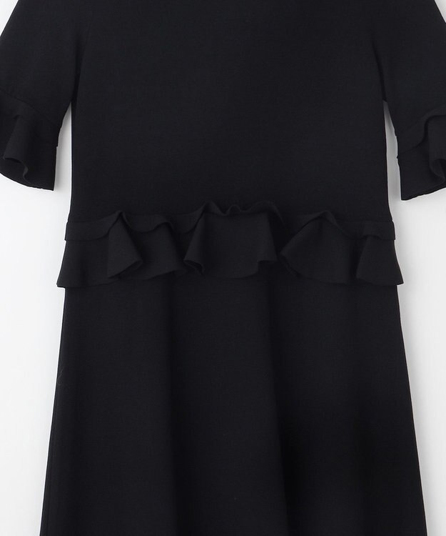 自由区 【カトリエムブーケ】Ruche フリルディテールニットドレス ブラック