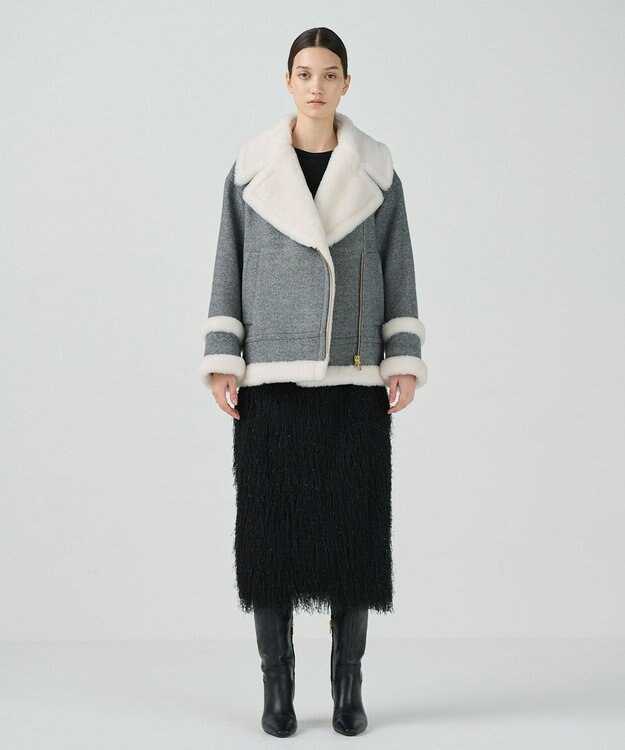 GRACE CONTINENTAL フリンジタイトスカート ブラック